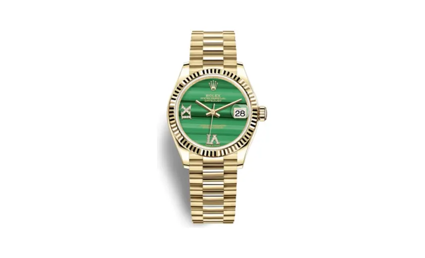 Rolex Datejust 31 Yellow Gold / Fluted / Malachite / President