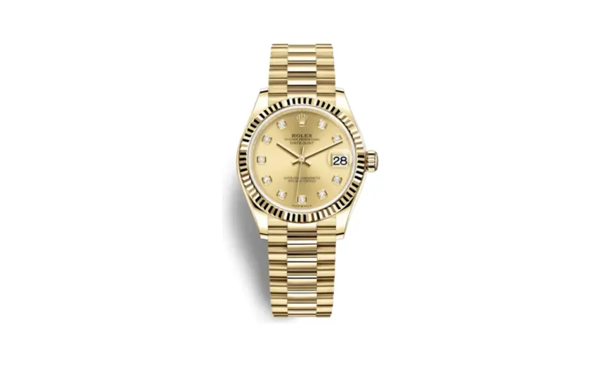 Rolex Datejust 31 Yellow Gold / Fluted / Champagne - Diamond / President