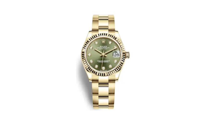 Rolex Datejust 31 Yellow Gold / Fluted / Olive - Diamond / Oyster