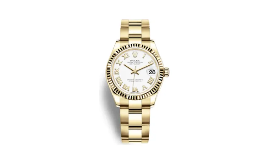 Rolex Datejust 31 Yellow Gold / Fluted / White - Roman / Oyster