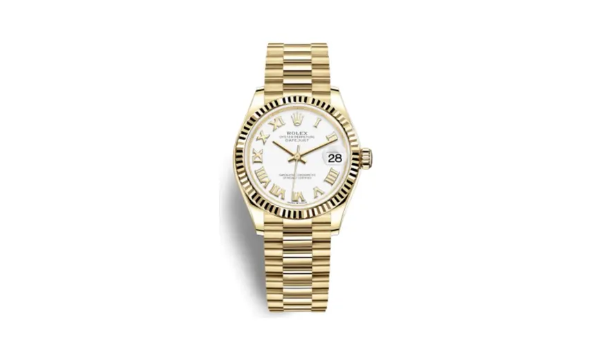 Rolex Datejust 31 Yellow Gold / Fluted / White - Roman / President