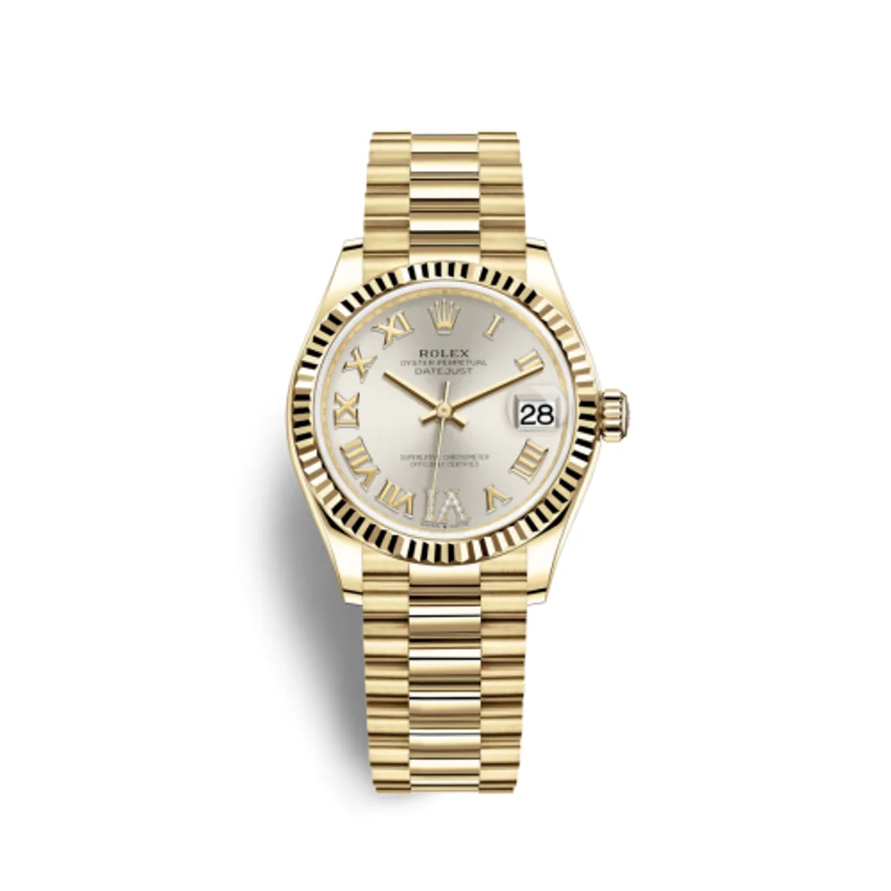 Rolex Datejust 31 Yellow Gold / Fluted / Silver - Roman / President