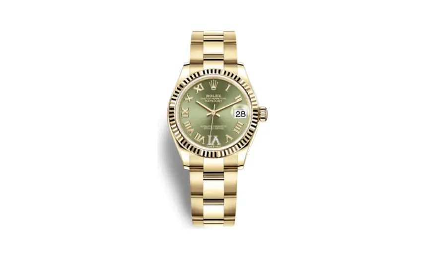 Rolex Datejust 31 Yellow Gold / Fluted / Olive - Roman / Oyster