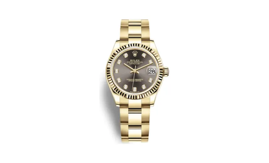 Rolex Datejust 31 Yellow Gold / Fluted / Grey - Diamond / Oyster