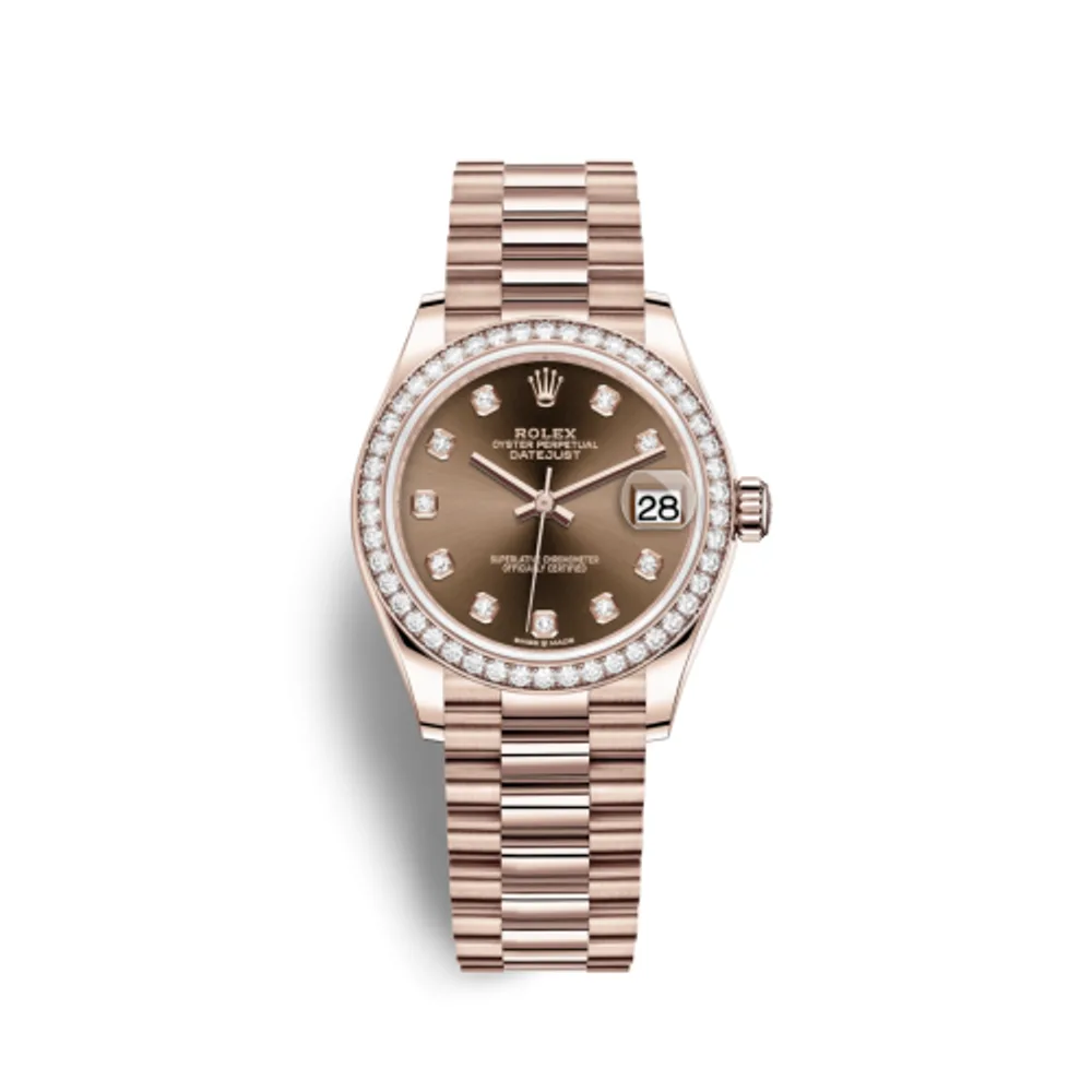 Rolex Datejust 31 Rose Gold / Diamond / Chocolate - Diamond / President