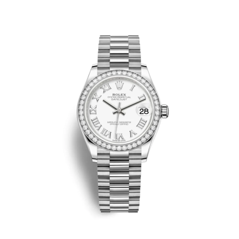 Rolex Datejust 31 White Gold / Diamond / White - Roman / President