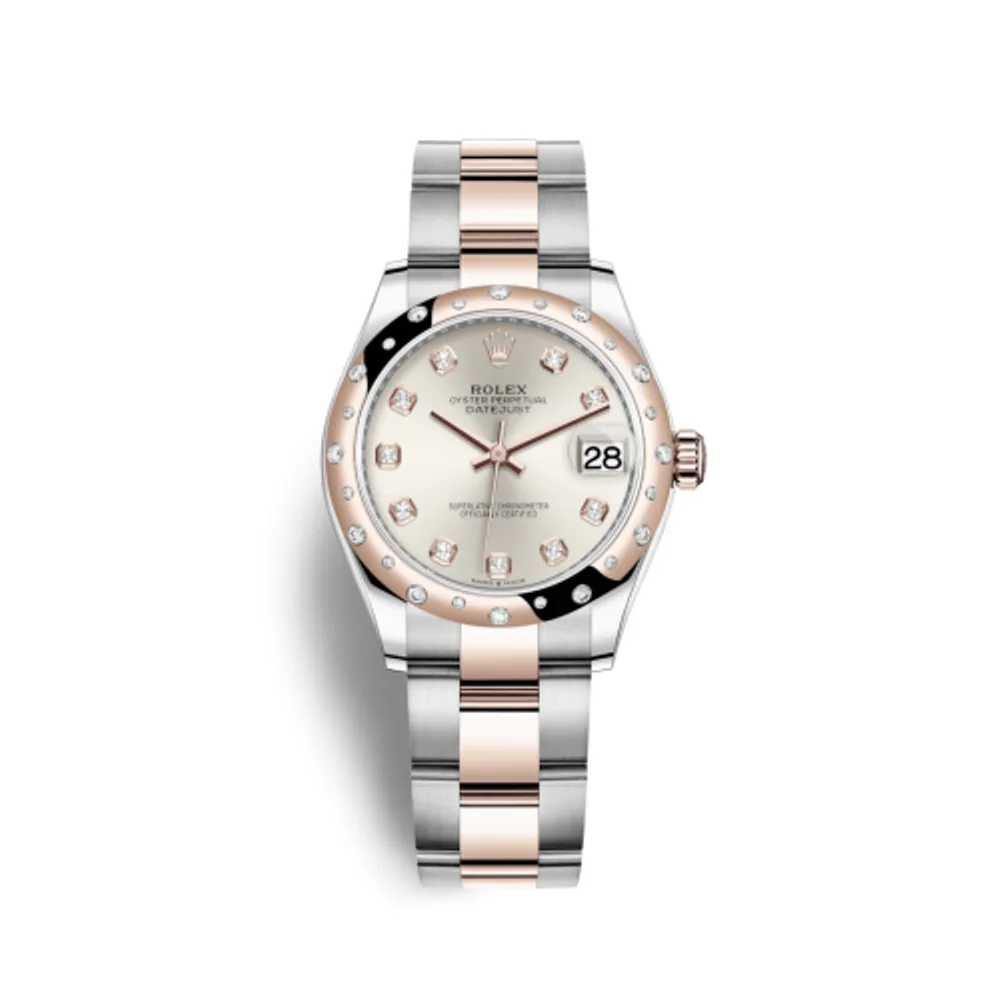 Rolex Datejust 31 Stainless Steel/ Rose Gold / Domed - Diamond / Silver - Diamond / Oyster