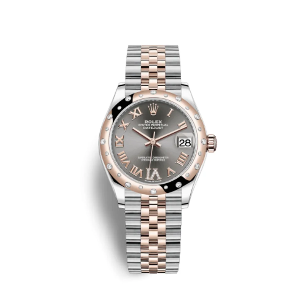 Rolex Datejust 31 Stainless Steel/ Rose Gold / Domed - Diamond / Grey - Roman / Jubilee
