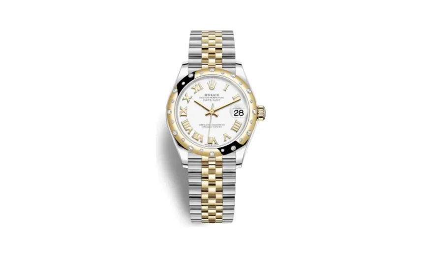 Rolex Datejust 31 Stainless Steel / Yellow Gold / Domed - Diamond / White - Roman / Jubilee