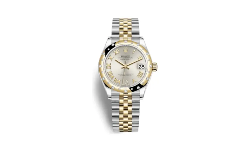 Rolex Datejust 31 Stainless Steel / Yellow Gold / Domed - Diamond / Silver - Roman / Jubilee