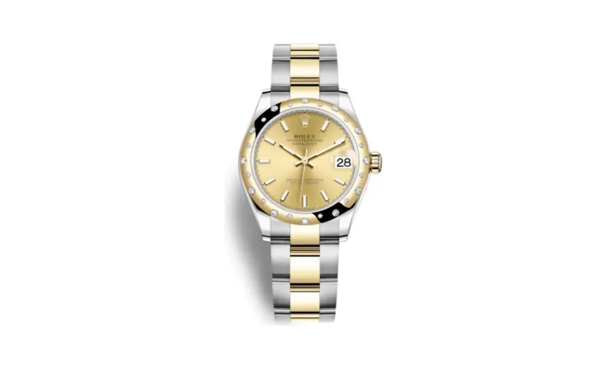 Rolex Datejust 31 Stainless Steel / Yellow Gold / Domed - Diamond / Champagne / Oyster