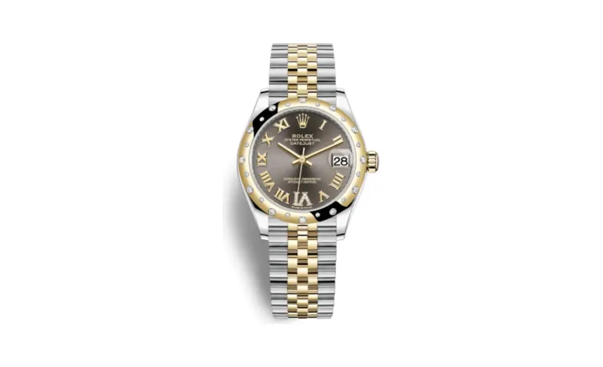 Rolex Datejust 31 Stainless Steel / Yellow Gold / Domed - Diamond / Grey - Roman / Jubilee