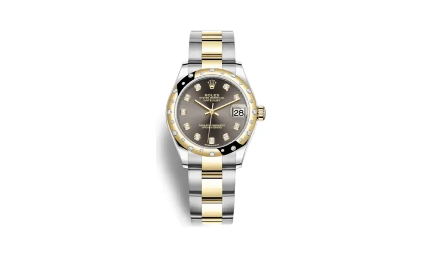 Rolex Datejust 31 Stainless Steel / Yellow Gold / Domed - Diamond / Grey - Diamond / Oyster