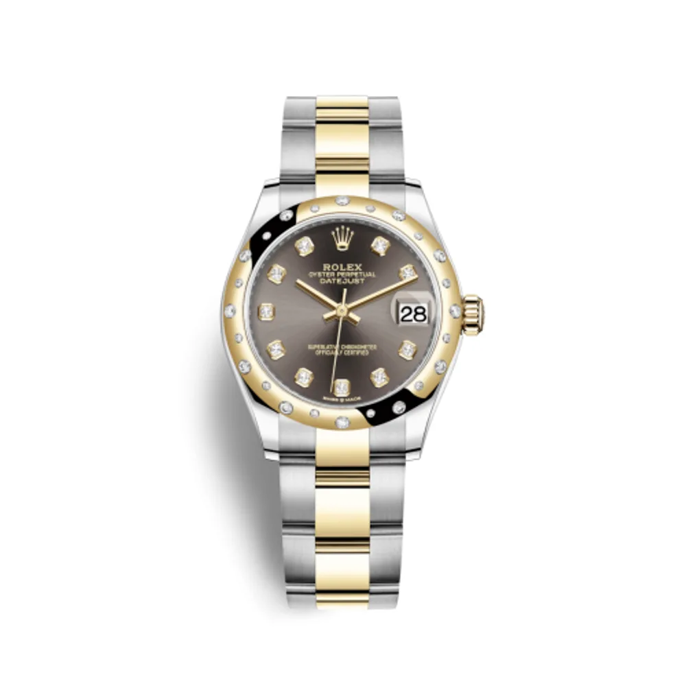 Rolex Datejust 31 Stainless Steel / Yellow Gold / Domed - Diamond / Grey - Diamond / Oyster