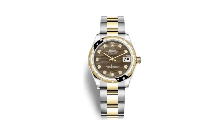 Rolex Datejust 31 Stainless Steel / Yellow Gold / Domed - Diamond / Black MOP / Oyster