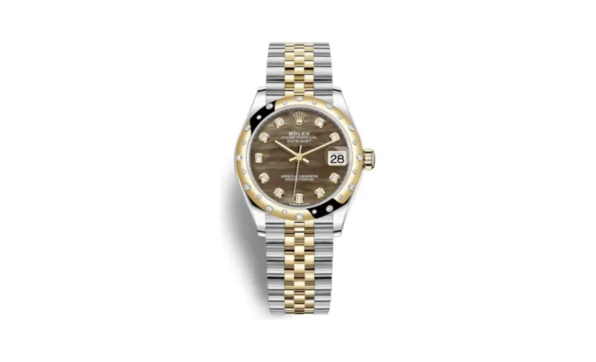 Rolex Datejust 31 Stainless Steel / Yellow Gold / Domed - Diamond / Black MOP / Jubilee