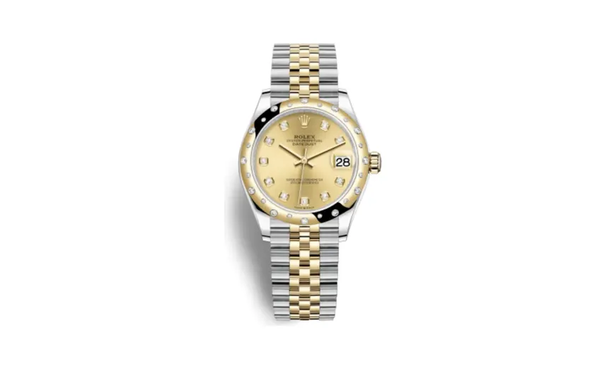 Rolex Datejust 31 Stainless Steel / Yellow Gold / Domed - Diamond / Champagne - Diamond / Jubilee
