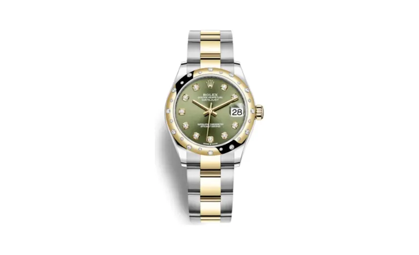 Rolex Datejust 31 Stainless Steel / Yellow Gold / Domed - Diamond / Olive - Diamond / Oyster