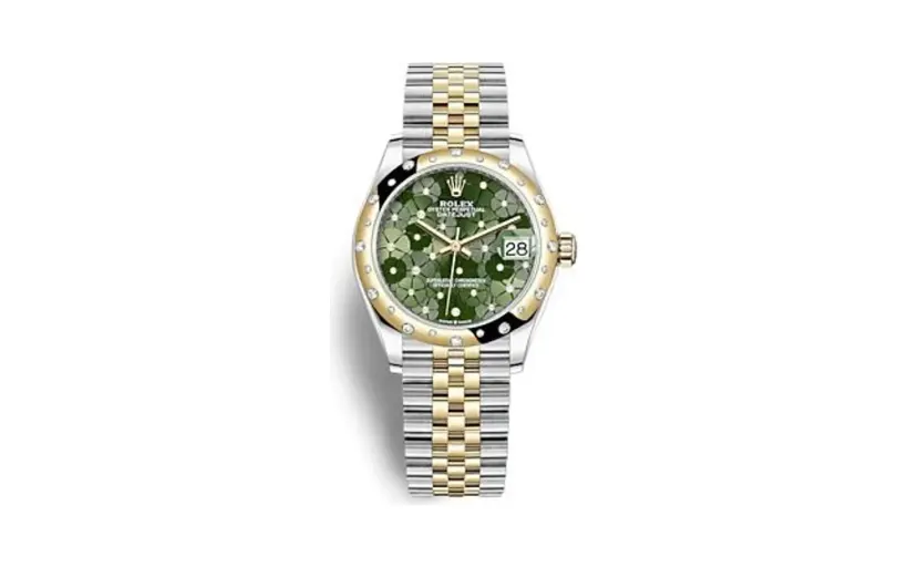 Rolex Datejust 31 Stainless Steel / Yellow Gold / Domed - Diamond / Olive - Floral / Jubilee