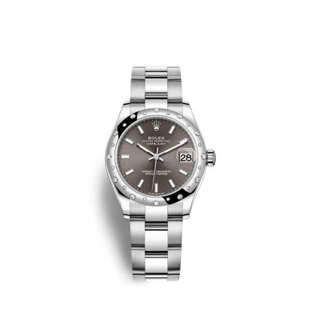 Rolex Datejust 31 Stainless Steel Domed Diamond / Oyster / Grey