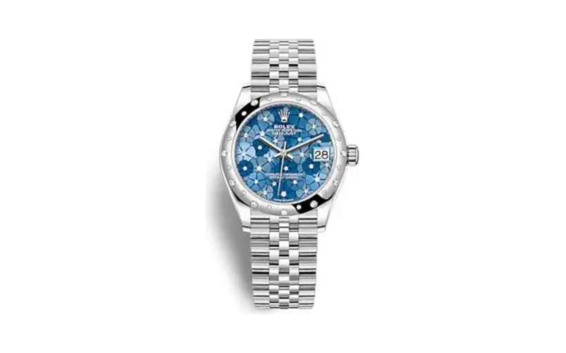 Rolex Datejust 31 Stainless Steel / Domed - Diamond / Blue - Floral / Oyster