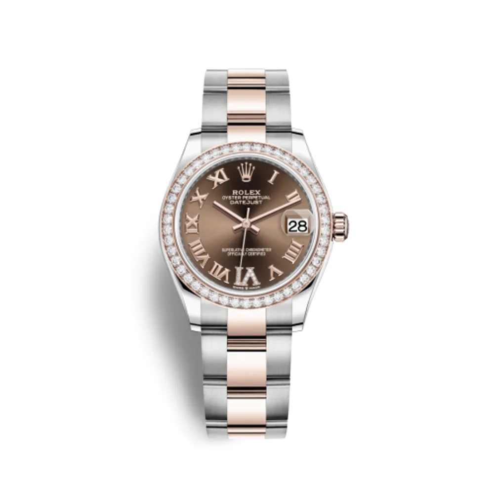 Rolex Datejust 31 Stainless Steel/ Rose Gold / Diamond / Chocolate - Roman / Oyster
