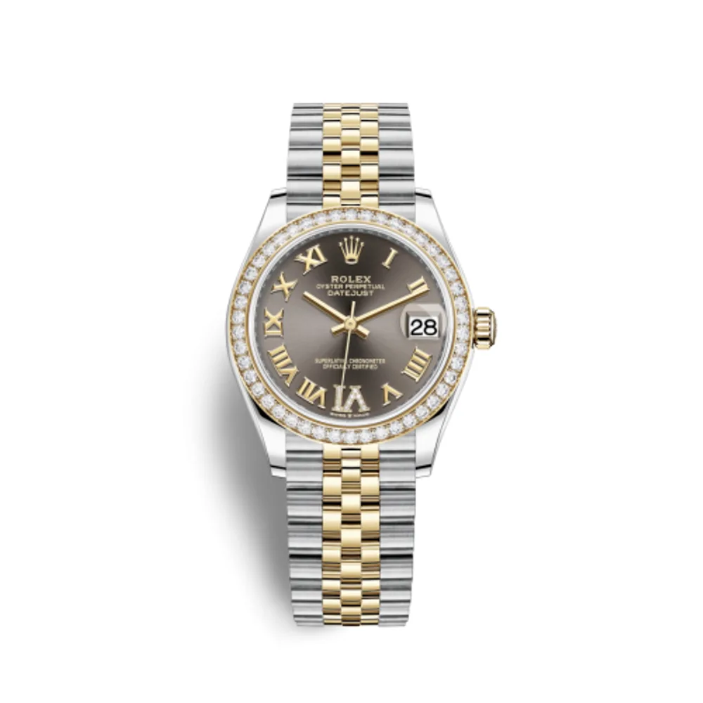 Rolex Datejust 31 Stainless Steel / Yellow Gold / Diamond / Grey - Roman / Jubilee