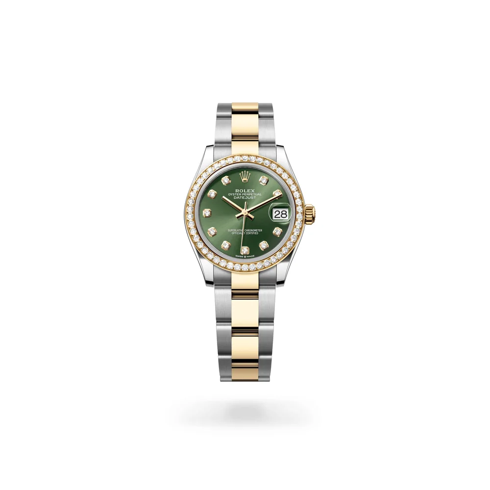 Rolex Datejust 31 Oyster, 31 mm, Oystersteel, yellow gold and diamonds, Yellow Rolesor, Olive green dial
