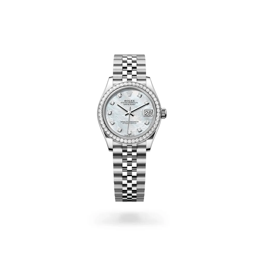 Rolex Datejust 31 Oyster, 31 mm, Oystersteel, white gold and diamonds, White Rolesor, White mother-of-pearl dial