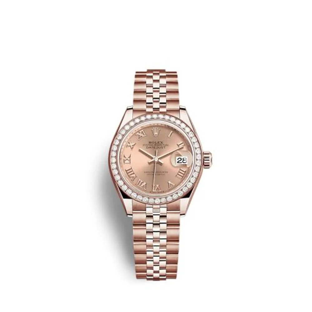 Rolex Lady-Datejust 28 Rose Gold / Diamond / Rose - Roman / Jubilee