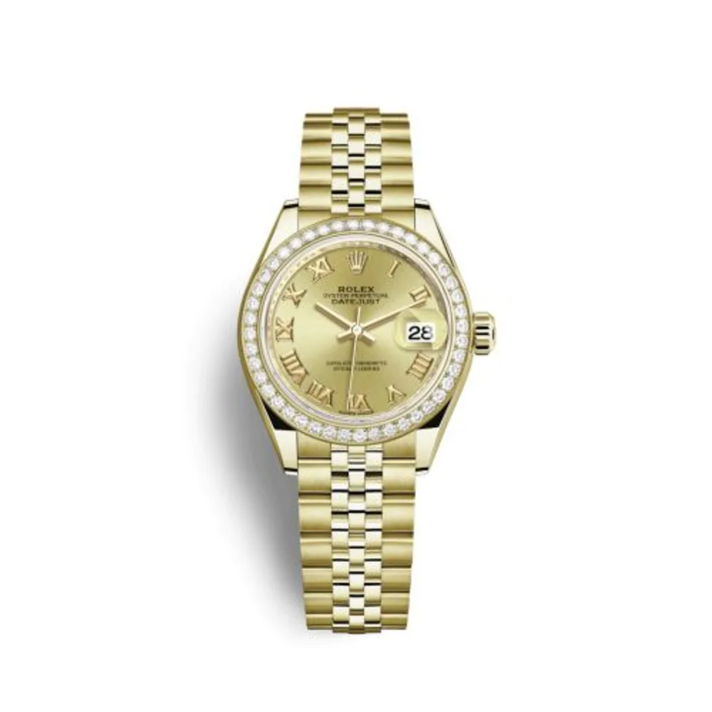 Rolex Lady-Datejust 28 Yellow Gold Diamond / Jubilee / Champagne Roman