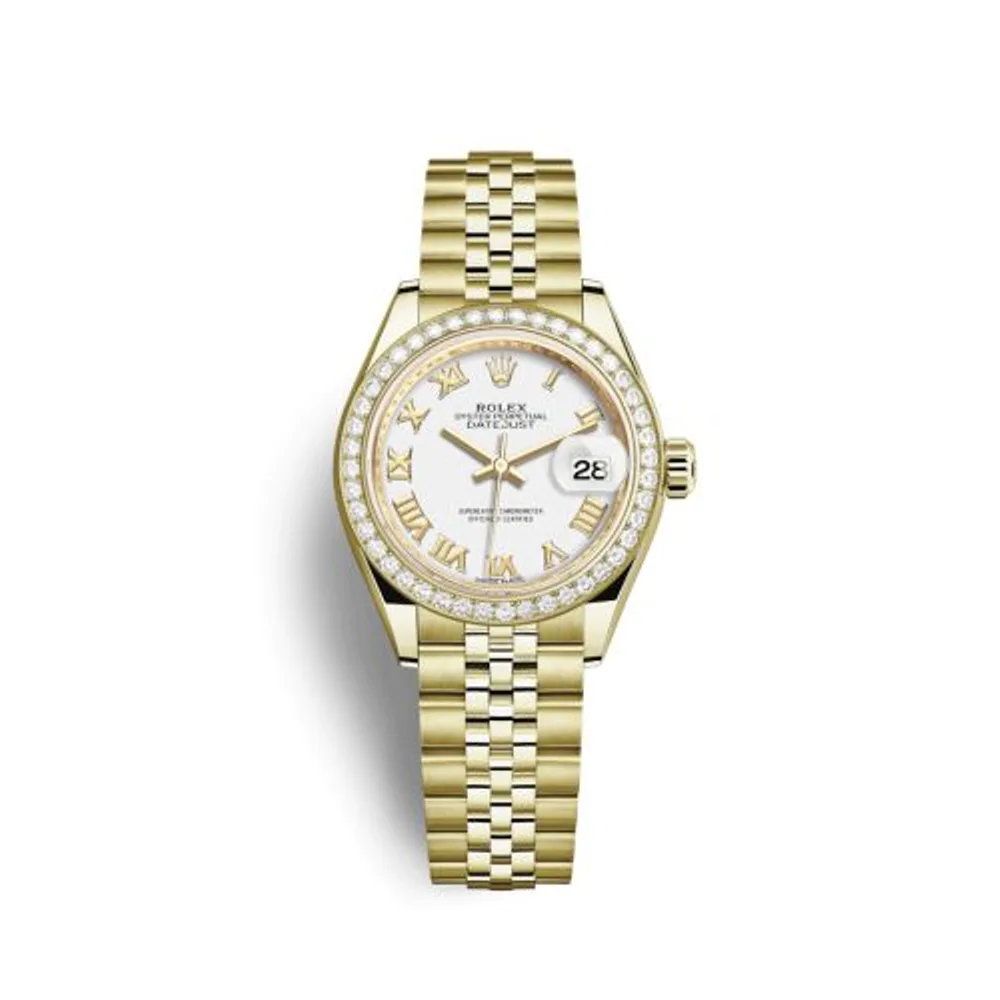 Rolex Lady-Datejust 28 Yellow Gold Diamond / President / White Roman