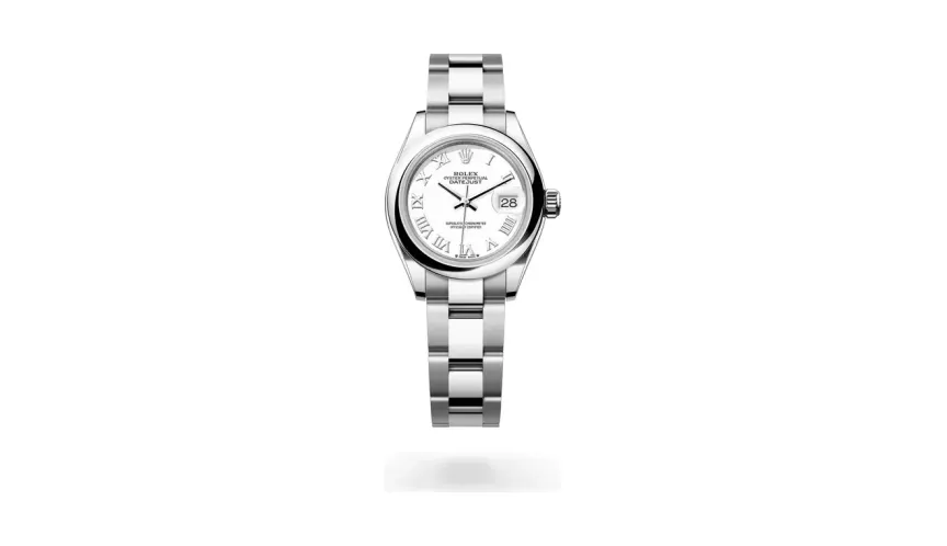 Rolex Lady-Datejust Oyster, 28 mm, Oystersteel, Oystersteel, White lacquer dial