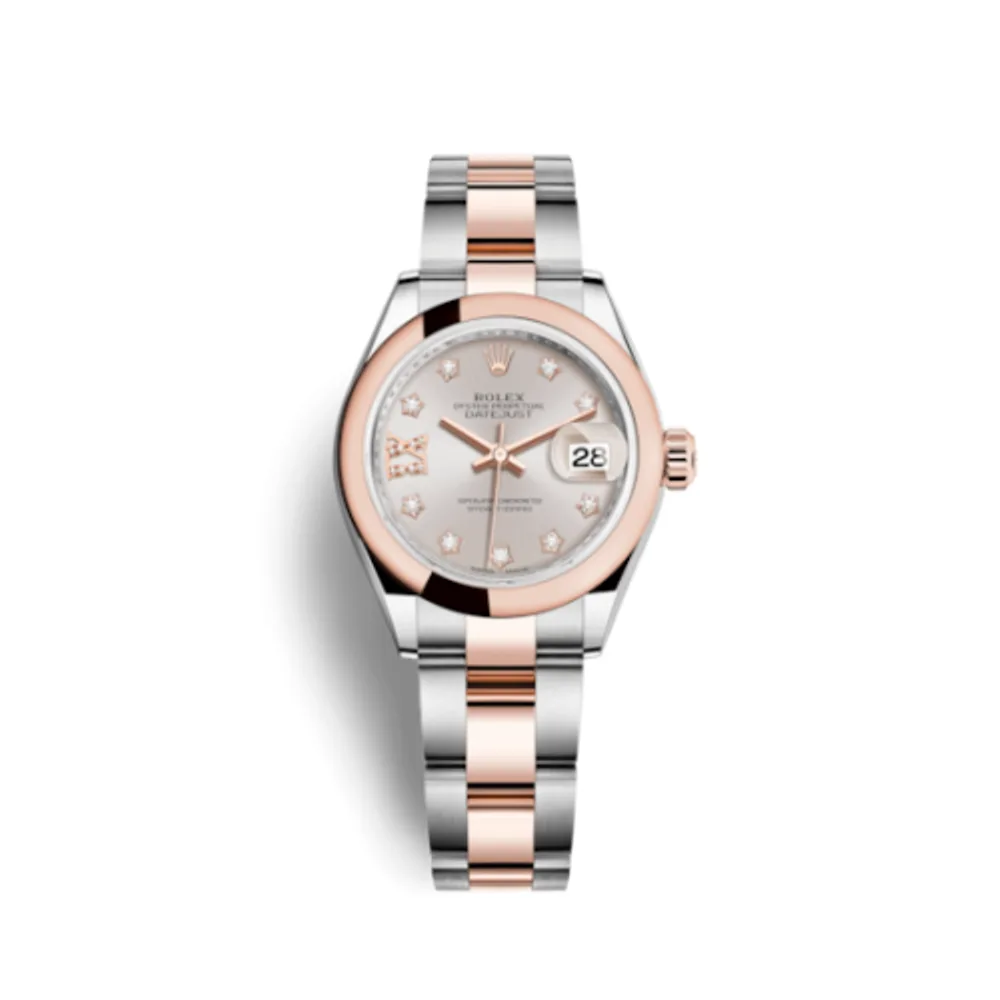 Rolex Lady-Datejust 28 Rolesor Rose Domed / Oyster / Sundust Diamond