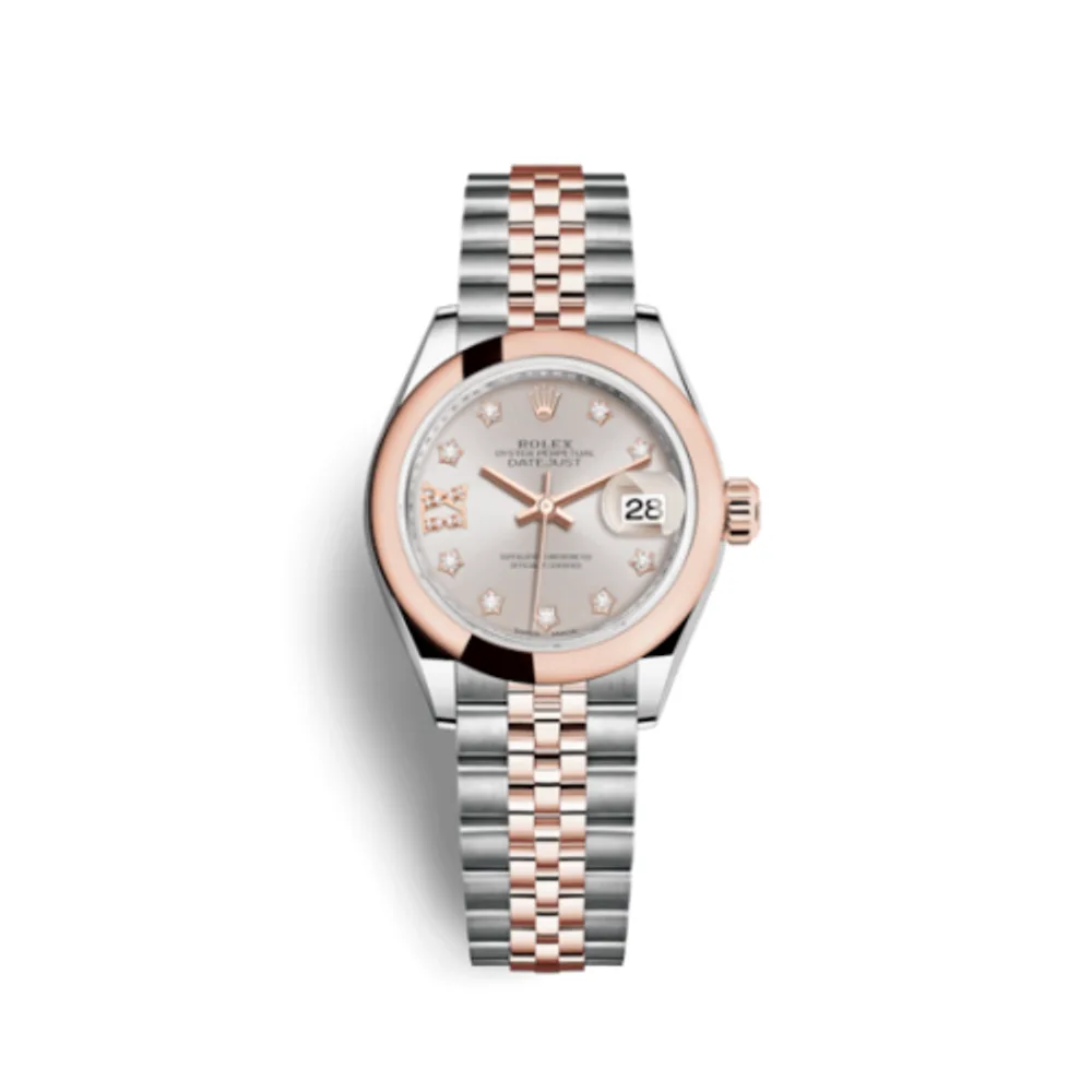 Rolex Lady-Datejust 28 Rolesor Rose Domed / Jubilee / Sundust Diamond