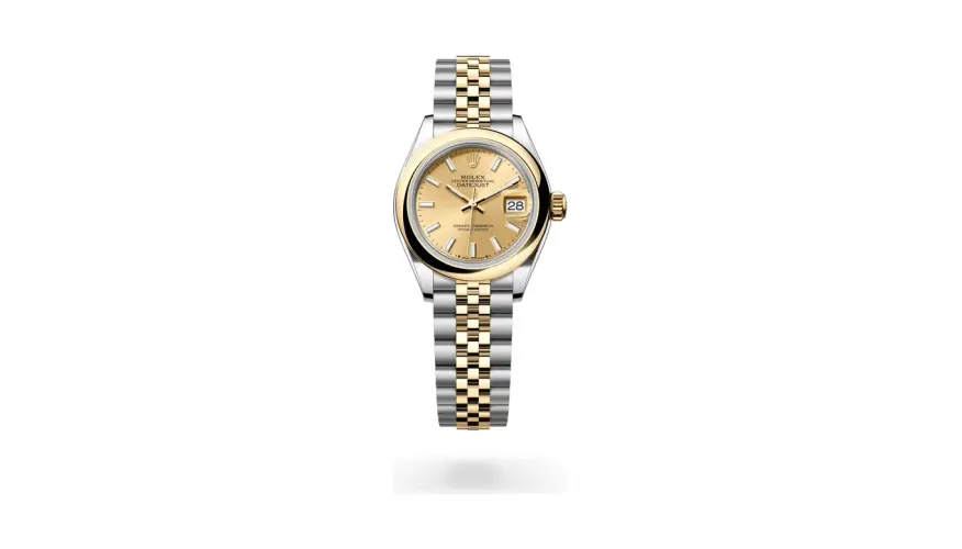 Rolex Lady-Datejust Oyster, 28 mm, Oystersteel and yellow gold, Yellow Rolesor, Champagne-colour dial
