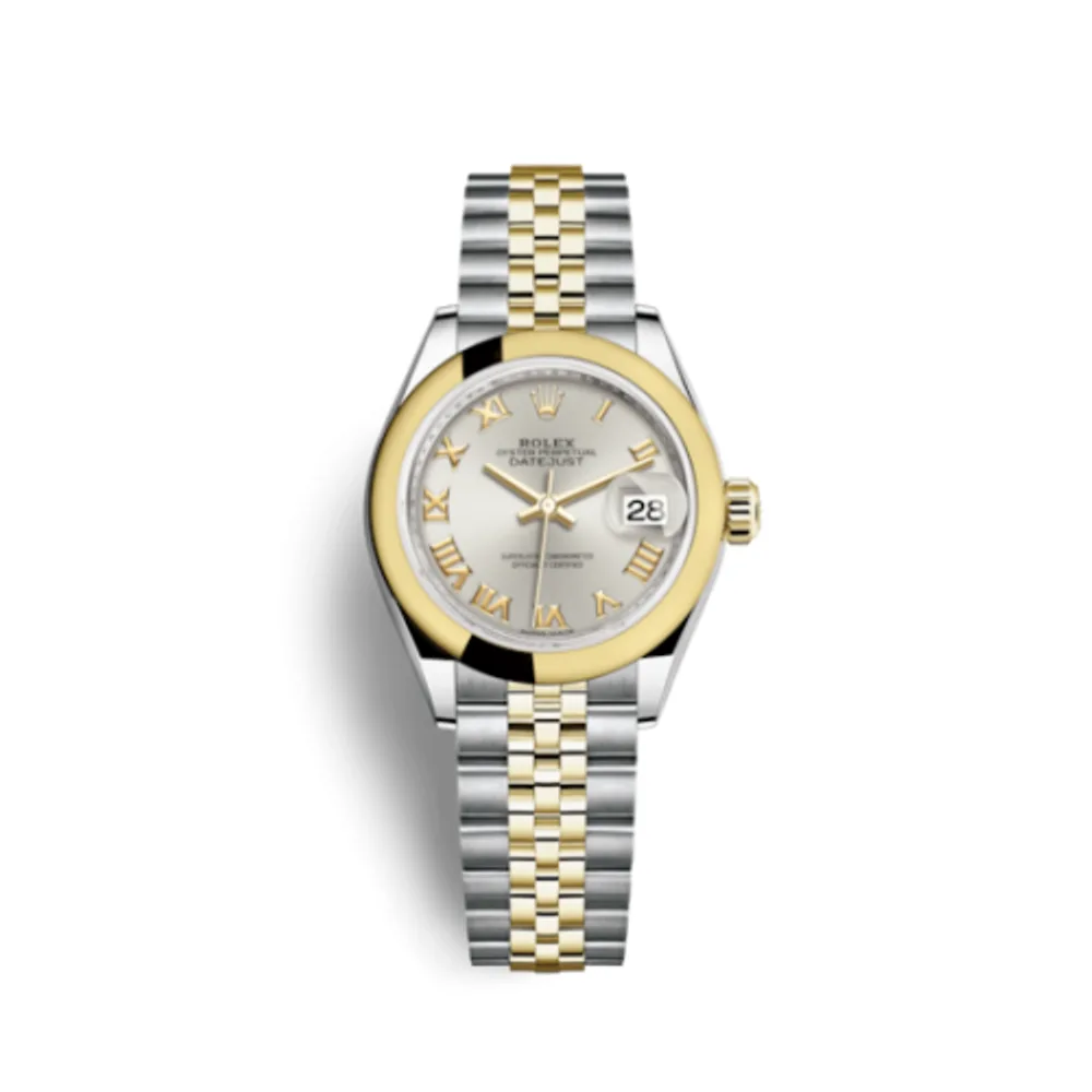 Rolex Lady-Datejust 28 Rolesor Yellow Domed / Jubilee / Silver Roman