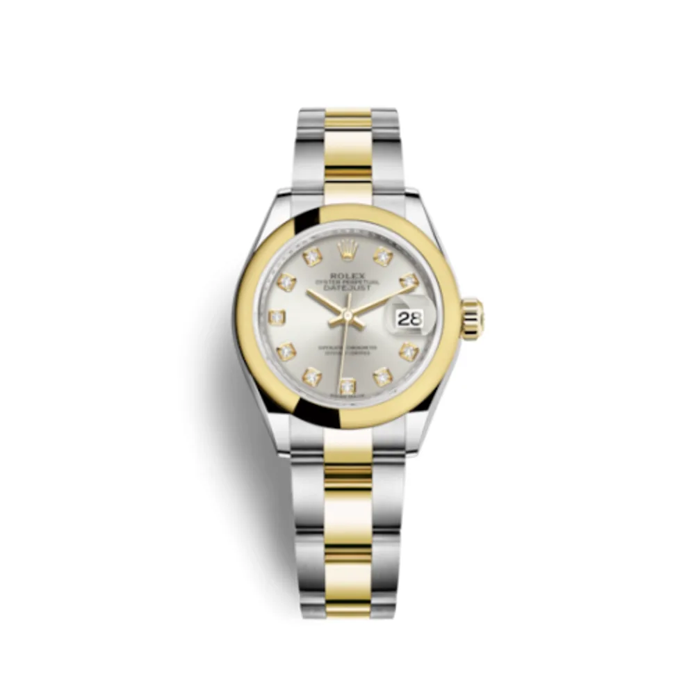Rolex Lady-Datejust 28 Rolesor Yellow Domed / Oyster / Silver Diamond