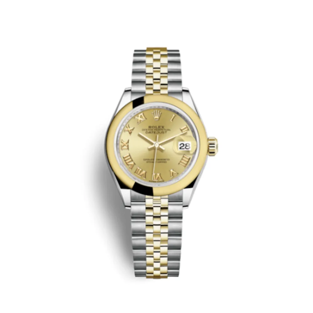 Rolex Lady-Datejust 28 Rolesor Yellow Domed / Jubilee / Champagne Roman