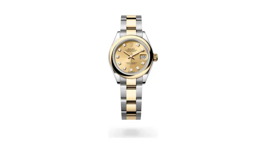 Rolex Lady-Datejust Oyster, 28 mm, Oystersteel and yellow gold, Yellow Rolesor, Champagne-colour dial