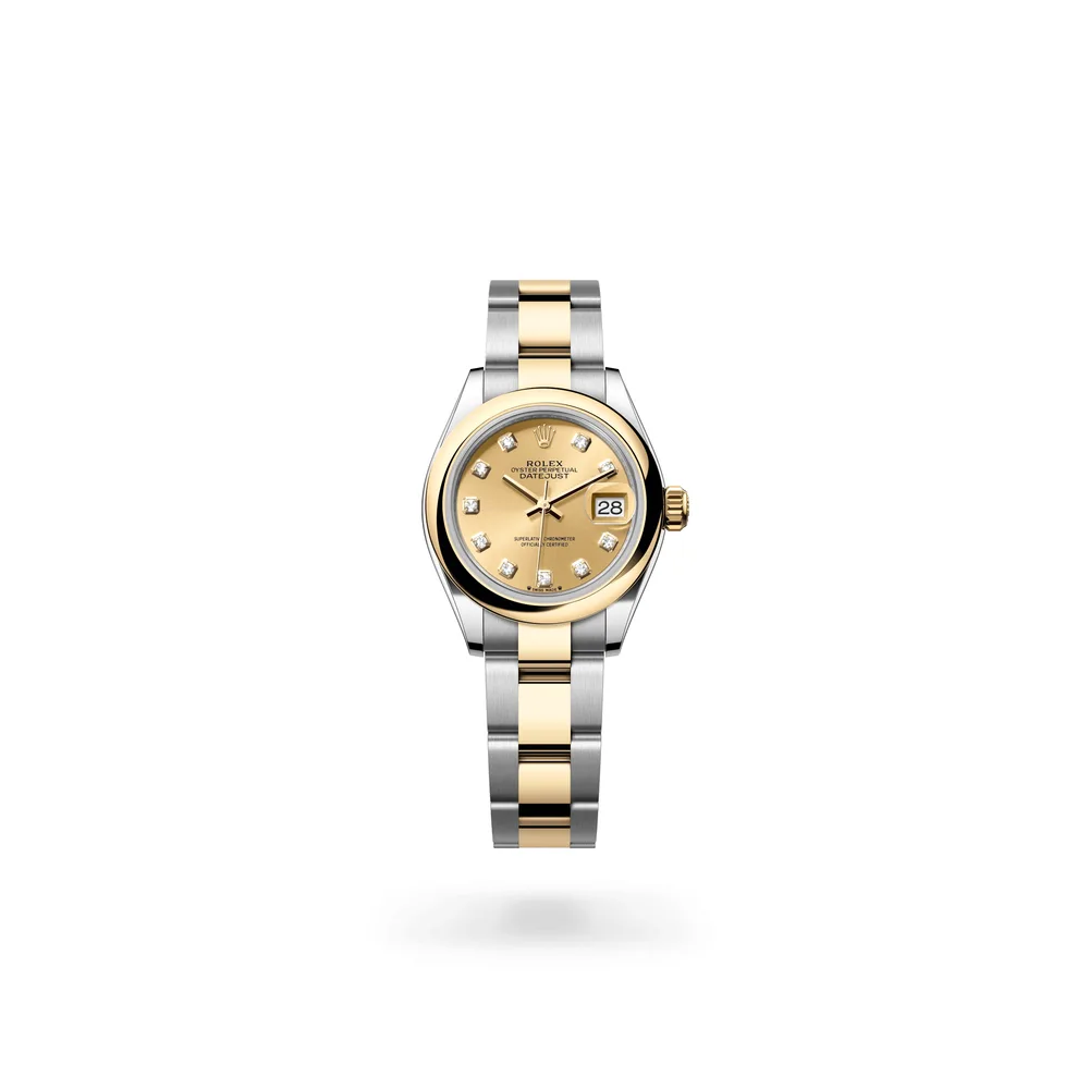 Rolex Lady-Datejust Oyster, 28 mm, Oystersteel and yellow gold, Yellow Rolesor, Champagne-colour dial