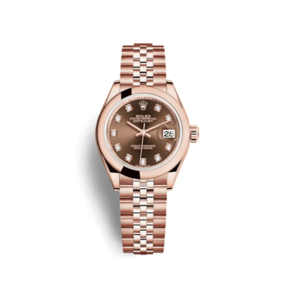 Rolex Lady-Datejust 28 Everose Domed / Jubilee / Chocolate Diamond