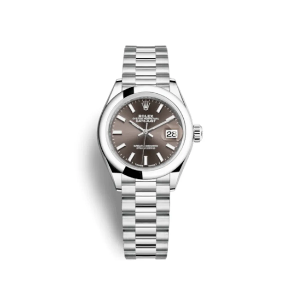 Rolex Lady-Datejust 28 Platinum Domed / President / Dark Grey