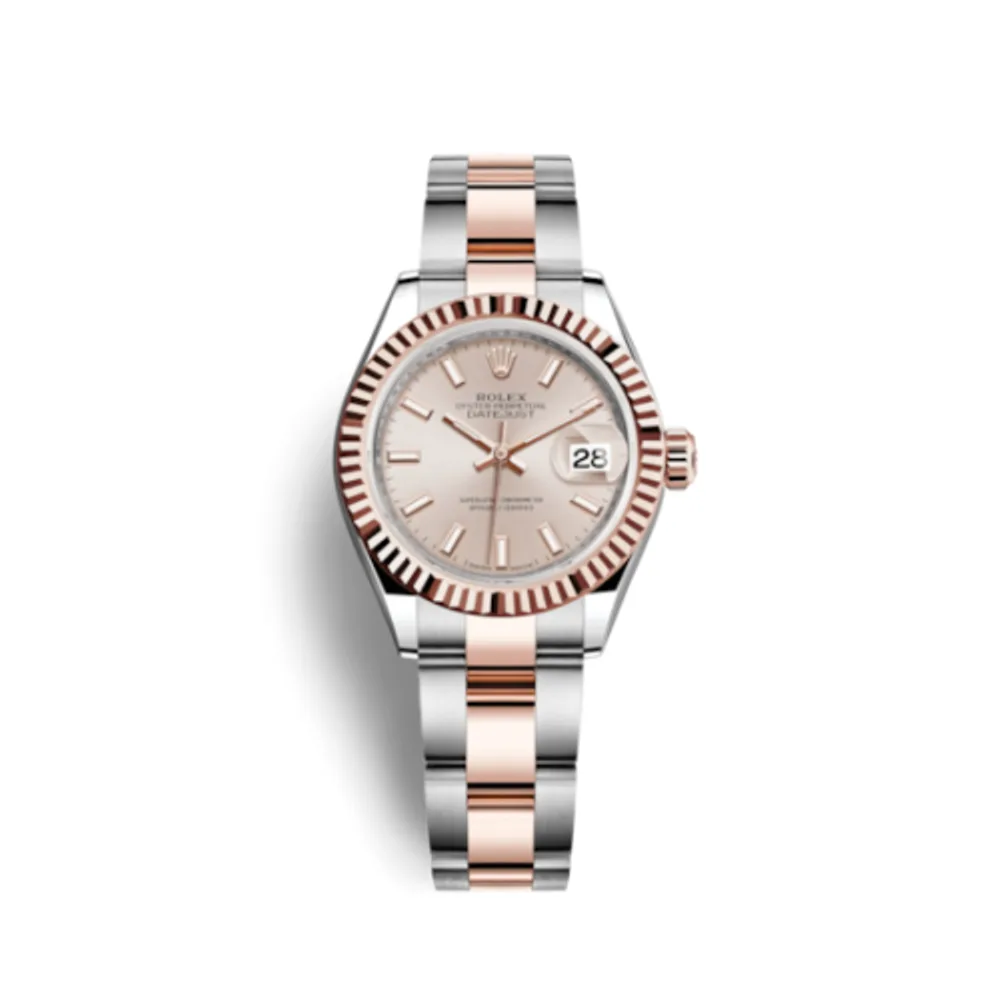 Rolex Lady-Datejust 28 Rolesor Rose Fluted / Oyster / Sundust