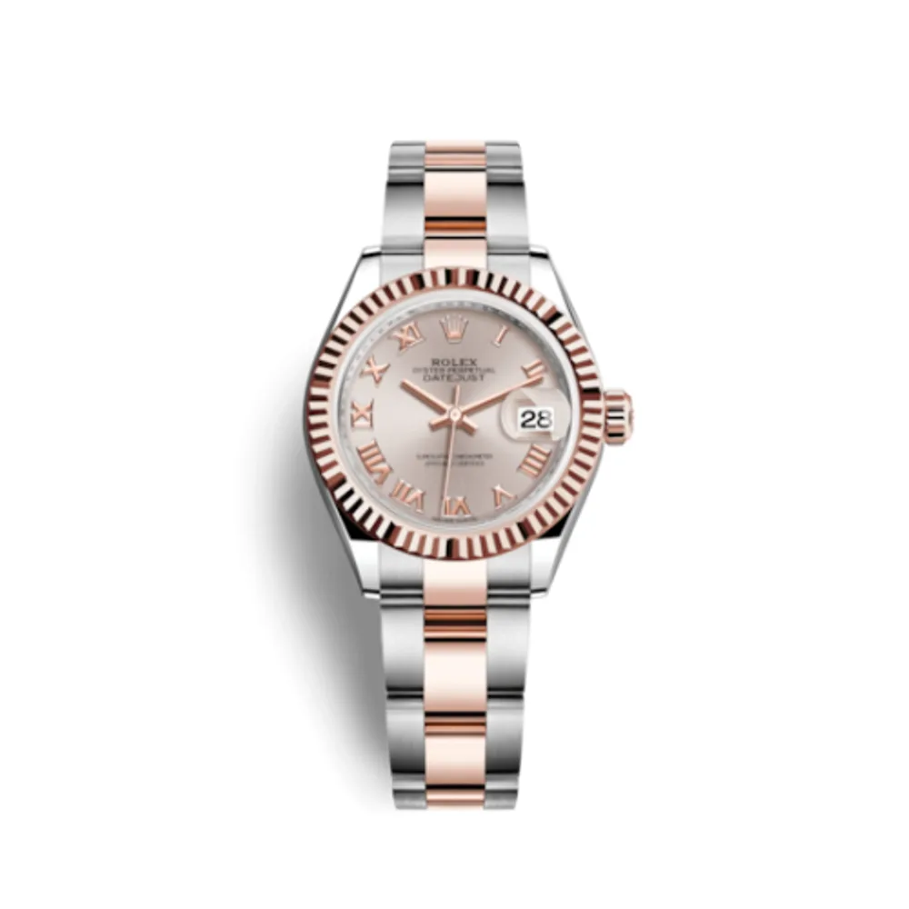 Rolex Lady-Datejust 28 Rolesor Rose Fluted / Oyster / Sundust Roman