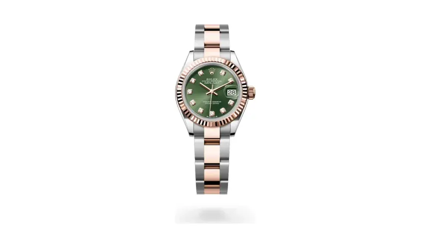 Rolex Lady-Datejust Oyster, 28 mm, Oystersteel and Everose gold, Everose Rolesor, Olive green dial