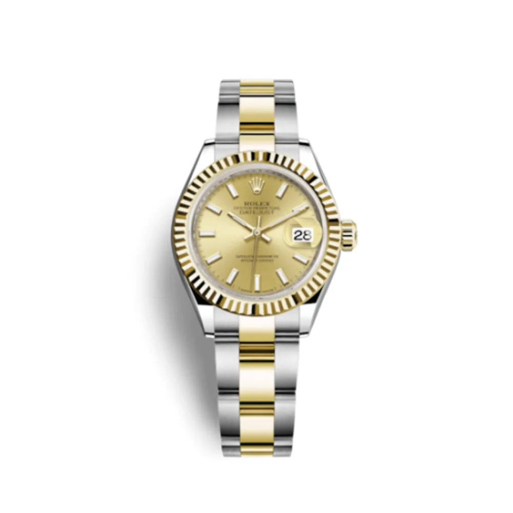 Rolex Lady-Datejust 28 Rolesor Yellow Fluted / Oyster / Champagne