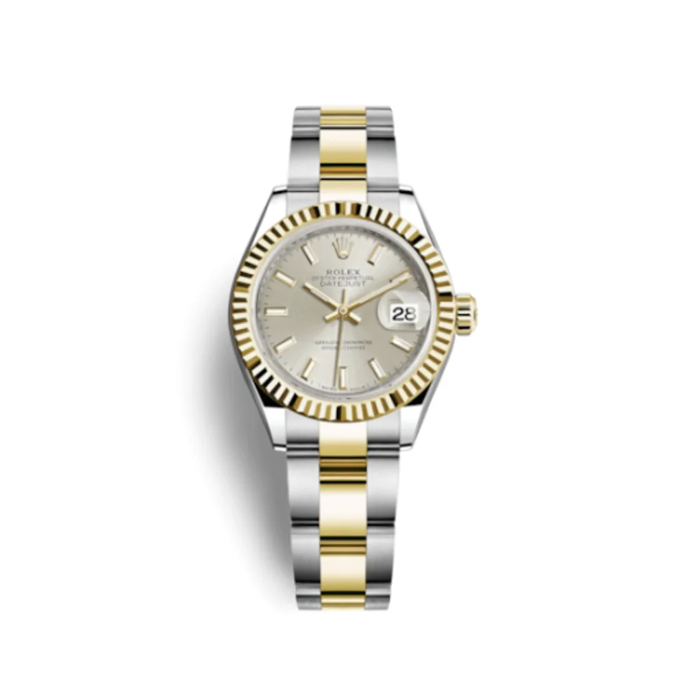 Rolex Lady-Datejust 28 Rolesor Yellow Fluted / Oyster / Silver