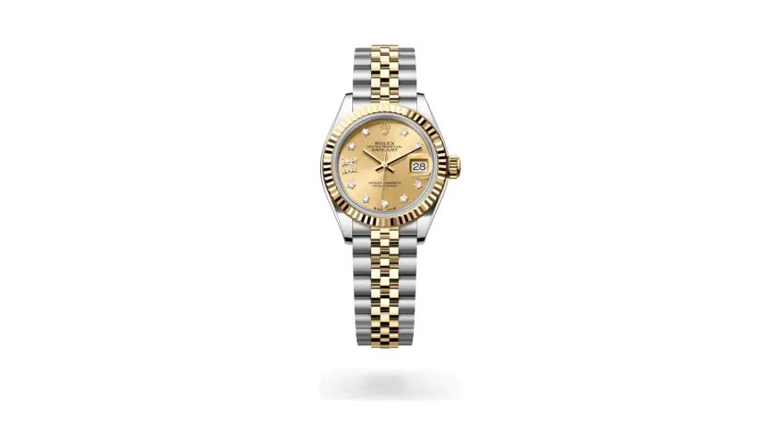 Rolex Lady-Datejust Oyster, 28 mm, Oystersteel and yellow gold, Yellow Rolesor, Champagne-colour dial