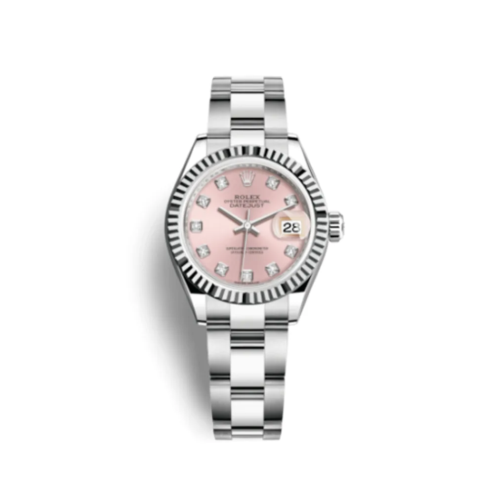 Rolex Lady-Datejust 28 Stainless Steel Fluted / Pink - Diamond / Oyster